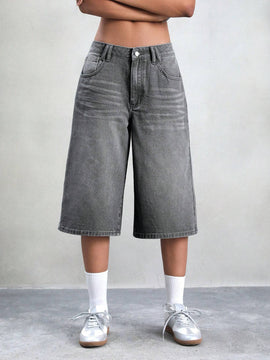 ICON Jeans de pierna ancha con graficos de dragon chino