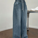 Dazy Designer Jeans casuales de pierna ancha con cintura con cordon para uso diario
