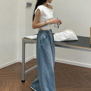 Dazy Designer Jeans casuales de pierna ancha con cintura con cordon para uso diario