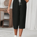 Lune pantalones casuales para mujer de unicolor con cordon en la cintura y bolsillos