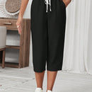 Lune pantalones casuales para mujer de unicolor con cordon en la cintura y bolsillos