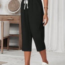 Lune pantalones casuales para mujer de unicolor con cordon en la cintura y bolsillos