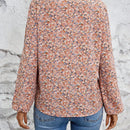 Camisa casual de manga farol para mujer con estampado de flores pequenas