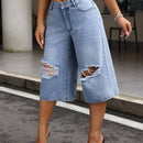 SXY Jeans de capris de pierna ancha rasgados