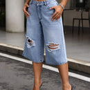 SXY Jeans de capris de pierna ancha rasgados