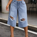 SXY Jeans de capris de pierna ancha rasgados