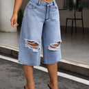 SXY Jeans de capris de pierna ancha rasgados