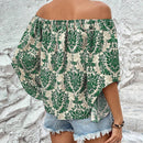 Blusa con Estampado Paisley y Hombros Descubiertos