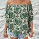 Blusa con Estampado Paisley y Hombros Descubiertos