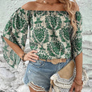 Blusa con Estampado Paisley y Hombros Descubiertos