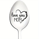 1 cuchara de acero inoxidable grabada "Te amo mamá" - Ideal para café, helado, postres y cereales - Regalo perfecto para cumpleaños, Navidad y fiestas - Decoración festiva de mesa, idea de regalo de vacaciones | Vajilla festiva | Vajilla duradera