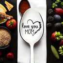 1 cuchara de acero inoxidable grabada "Te amo mamá" - Ideal para café, helado, postres y cereales - Regalo perfecto para cumpleaños, Navidad y fiestas - Decoración festiva de mesa, idea de regalo de vacaciones | Vajilla festiva | Vajilla duradera