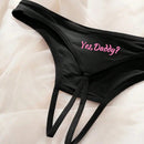 Pantis confortables y sencillos estilo tanga para mujer con diseno de estampado en la parte trasera y abertura en la entrepierna