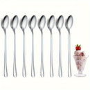 Juego de 8 cucharas de acero inoxidable con mango largo, multiusos para té helado, café, helado, aptas para lavavajillas, accesorios de cubiertos de cocina