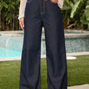 Forever 21 Jeans de cintura baja retro de pierna ancha en color azul oscuro