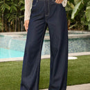 Forever 21 Jeans de cintura baja retro de pierna ancha en color azul oscuro