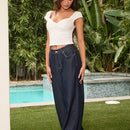 Forever 21 Jeans de cintura baja retro de pierna ancha en color azul oscuro