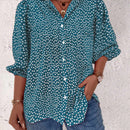 Blusa con mangas de linterna con estampado floral pequeno