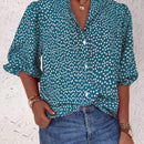 Blusa con mangas de linterna con estampado floral pequeno