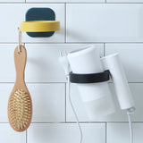 1 Estante para Secador de Pelo Sin Perforación, Organizador Multifuncional Montado en la Pared para Baño, Diseño Único y Ahorrador de Espacio, Material Plástico