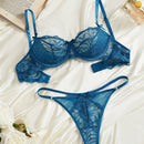 Charlaine Conjunto de brassiere con alambre y panty con espalda en T, para mujer con encaje