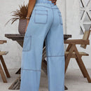 LUNE Jeans de bolsillo con solapa de cintura alta y laterales estilo carga para vacaciones de verano