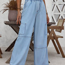LUNE Jeans de bolsillo con solapa de cintura alta y laterales estilo carga para vacaciones de verano