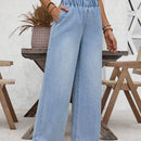 LUNE Jeans de pierna ancha con cintura paperbag