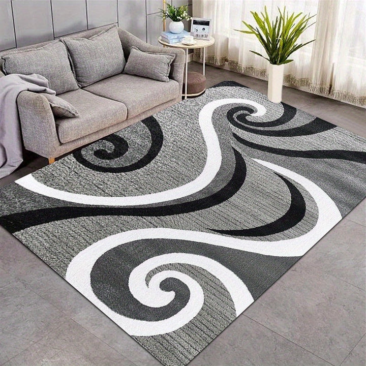 1 pieza, alfombra moderna para sala, diseño de líneas simples, alfombra suave, 1.2 cm de grosor, lavable, antideslizante, para sala, patio, oficina y cocina