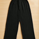 Essnce pantalones casuales de pernera ancha de 7/8 con textura y cintura anudada de unicolor para mujer