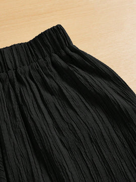 Essnce pantalones casuales de pernera ancha de 7/8 con textura y cintura anudada de unicolor para mujer
