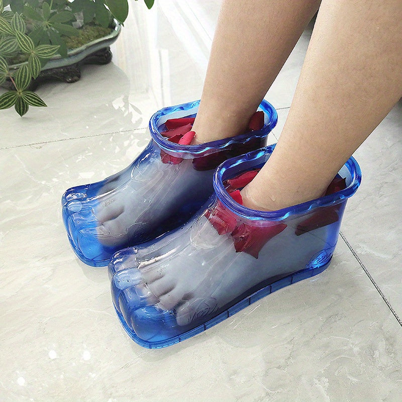 Zapatos de baño de pies de plástico reutilizable, sin fragancia, no eléctricos, bañera de pies de spa ahorradora de agua para uso doméstico
