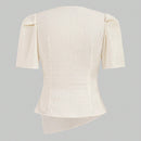 Mulvari Camisa diaria sencilla de unicolor para mujer con escote en V