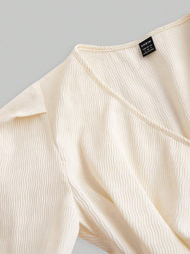 Mulvari Camisa diaria sencilla de unicolor para mujer con escote en V
