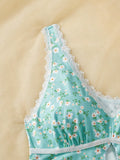 FloralLove Conjunto de bra y Tangas inalambricos para mujer con diseno impreso (inalambrico, tanga), 2 piezas