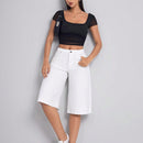 Bermudas de mezclilla con bolsillo sesgado solido