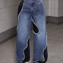 EZwear Jeans de pierna ancha con ribete sin procesar y bloqueo de color
