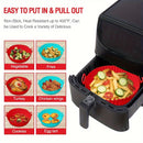 Forros de silicona para freidora de aire, 1 pieza - Reutilizable, antiadherente, fácil de limpiar, resistente al calor hasta 450°F, insertos de olla multiusos para freír, hornear, asar - Accesorio de cocina duradero para una cocción más saludable
