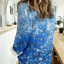 Nueva camisa de manga larga, estilo europeo y americano, con cuello vuelto y diseno impreso para mujer, casual, suelta, amigable con la piel. Ideal para primavera y otono.