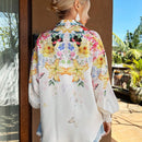 Camisa de vacaciones para mujer con patron de flores