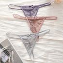 Set de 3 piezas de pantis de encaje transparente con diseno de lazo sexy para mujer