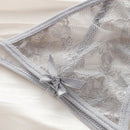 Set de 3 piezas de pantis de encaje transparente con diseno de lazo sexy para mujer