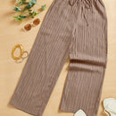 Essnce pantalones casuales de pernera ancha de 7/8 con textura y cintura anudada de unicolor para mujer