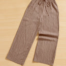 Essnce pantalones casuales de pernera ancha de 7/8 con textura y cintura anudada de unicolor para mujer