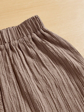 Essnce pantalones casuales de pernera ancha de 7/8 con textura y cintura anudada de unicolor para mujer