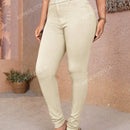 Apperloth a pantalon casual comodo para citas en color morado con cintura alta elastica, bolsillo inclinado ajustado y tobillera conica