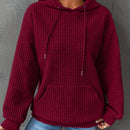 1 pieza sudadera con capucha de ajuste holgado y manga larga, de un solo color, tejido de jacquard, con bolsillo