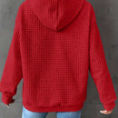 1 pieza sudadera con capucha de ajuste holgado y manga larga, de un solo color, tejido de jacquard, con bolsillo