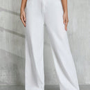 Tall Jeans blancos casuales de pierna ancha para mujer, 100% algodon