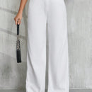 Tall Jeans blancos casuales de pierna ancha para mujer, 100% algodon